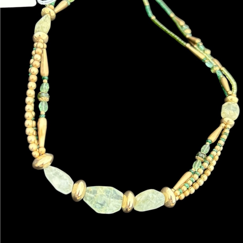 Emerald, Peridot, Jade Semi-precious &14kgf Setting